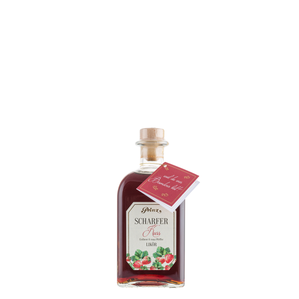 SCHARFER KUSS LIKÖR - Erdbeer und rosa Pfeffer 16% Vol.