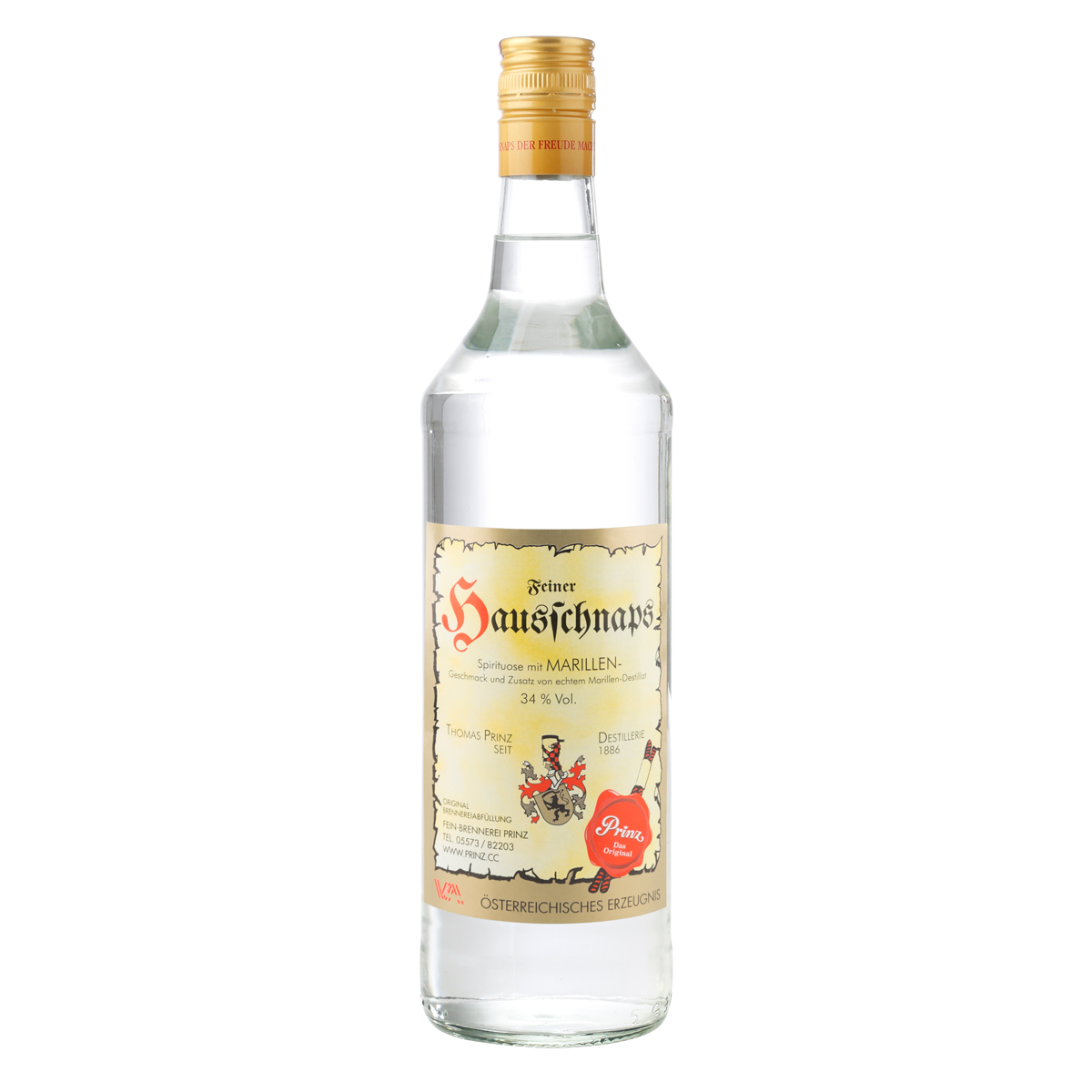 Prinz Schnaps Feinbrennerei Prinz Hausschnaps Marille 34% Vol.